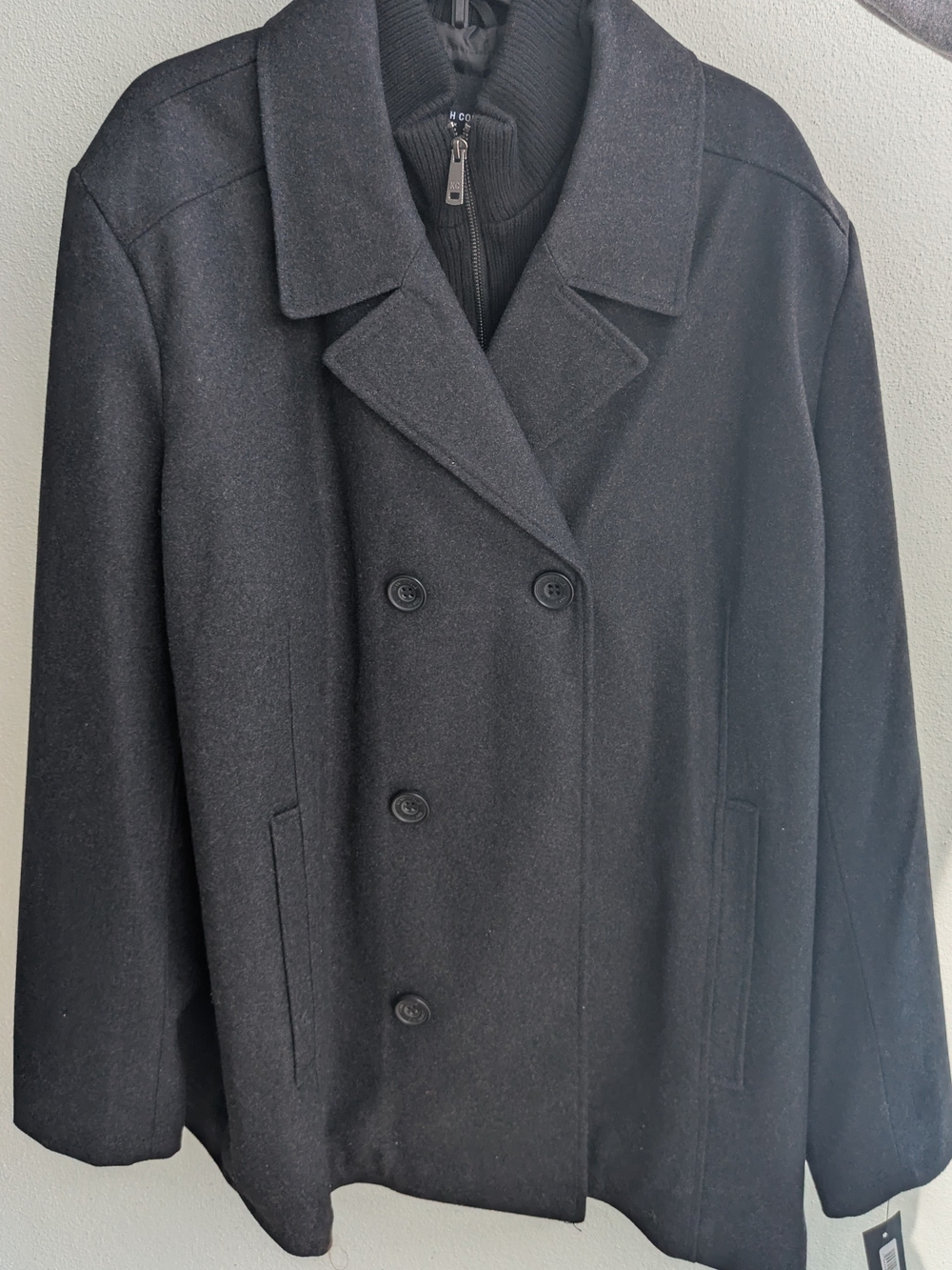 NWT Kenneth Cole New York Men's XXL Peacoat Jacket Charcoal Double Breasted
